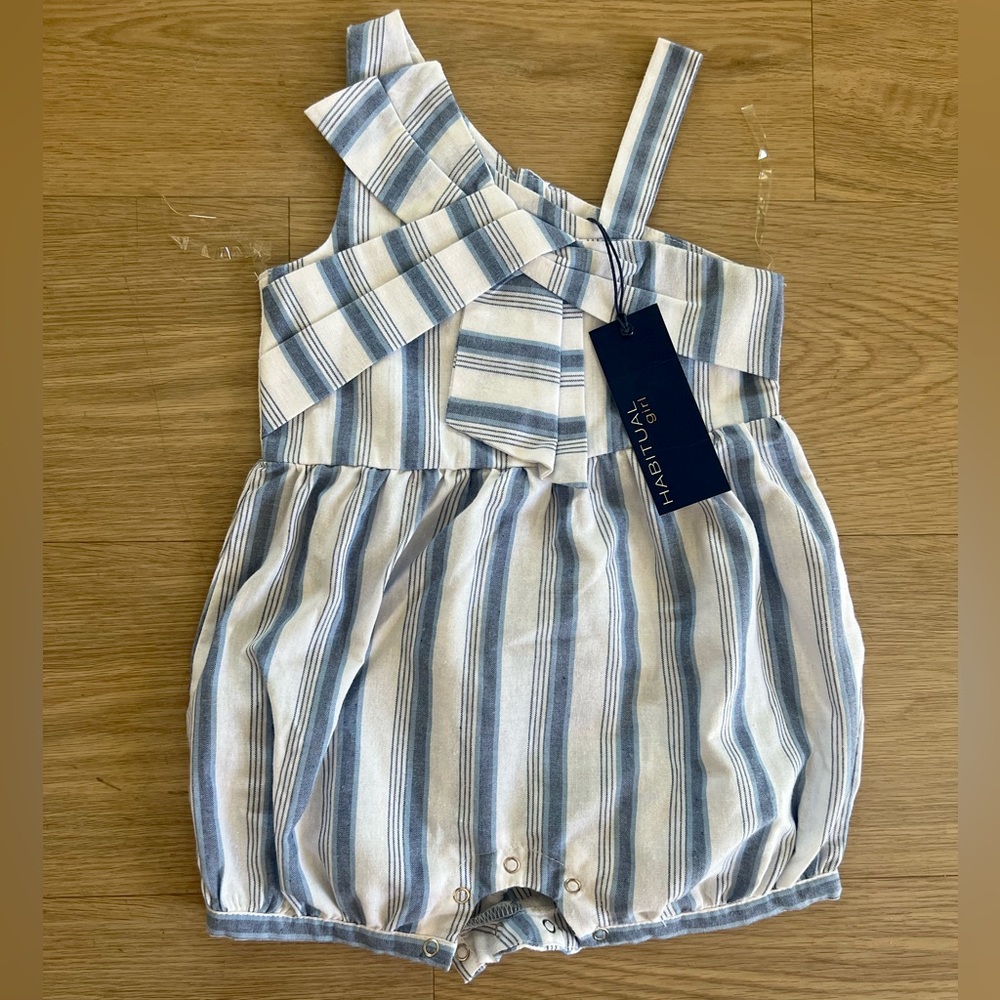 A cotton (blend) overall, stripped for toddlers